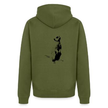 Erdmännchen - Unisex Premium Bio Zip Hoodie - Khaki - Hinten - Nico (187cm)