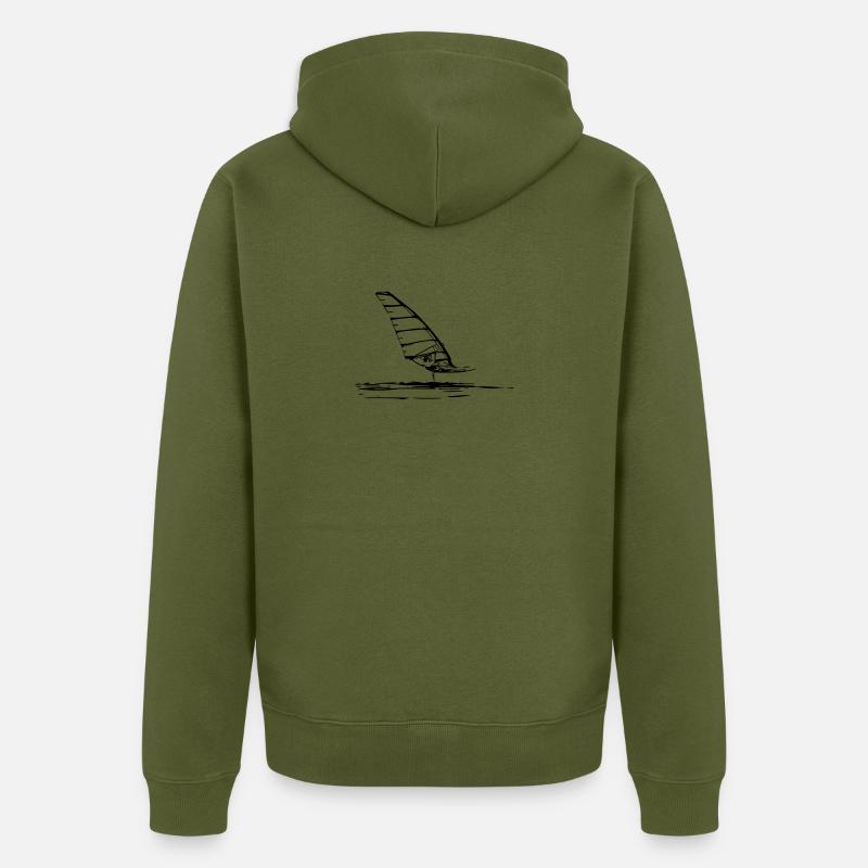 Windsurf Foil Sketch - Veste à capuche bio Premium Unisexe - kaki