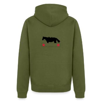 QH-Westernhorse-Sterne - Unisex Premium Bio Zip Hoodie - Khaki - Hinten - Nico (187cm)