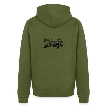 Offroad - Unisex Premium Organic Zip Hoodie - khaki - Back - Nico (187cm)
