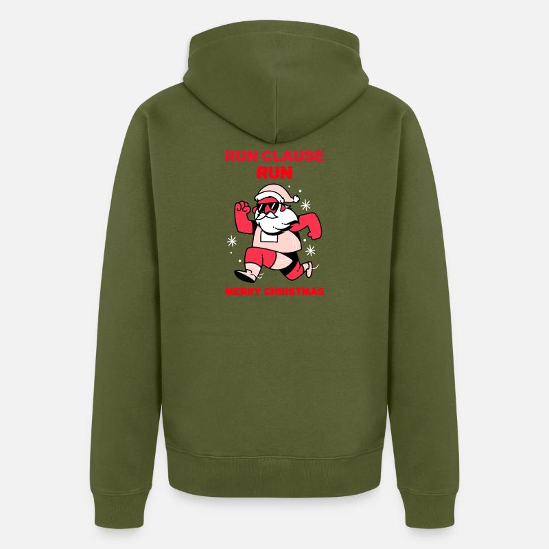 Courir, Clause, Courir – Design de Noël - Veste à capuche bio Premium Unisexe - kaki