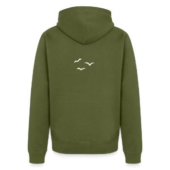 Moewe 12 - Unisex Premium Bio Zip Hoodie - Khaki - Hinten - Nico (187cm)