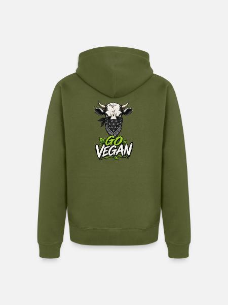 Go Vegan - Unisex Premium Bio Zip Hoodie - Khaki