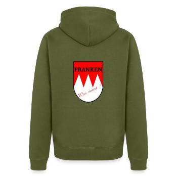 Franken, was sonst ? - Unisex Premium Bio Zip Hoodie - Khaki - Hinten - Nico (187cm)
