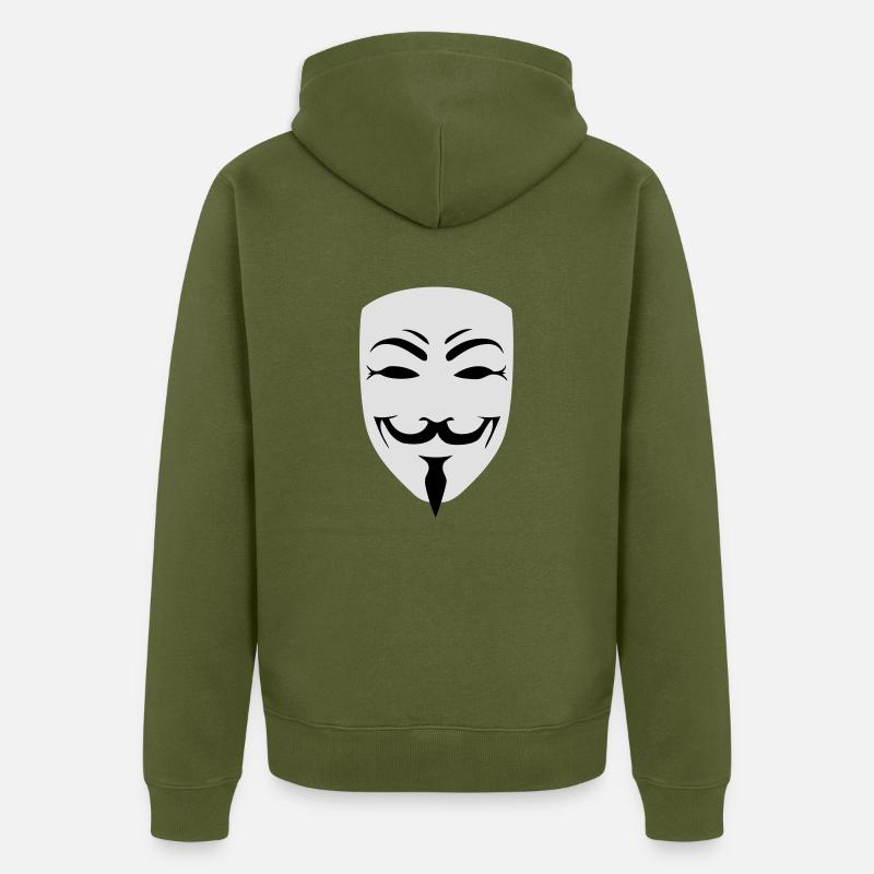 anonymous masque hacker - Veste à capuche bio Premium Unisexe - kaki