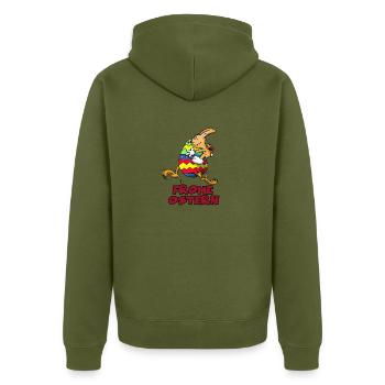 Frohe Ostern - Unisex Premium Organic Zip Hoodie - khaki - Back - Nico (187cm)