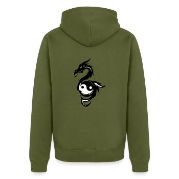 Dragon Ying & Yang - Veste à capuche bio Premium Unisexe - kaki - Dos - Nico (187cm)