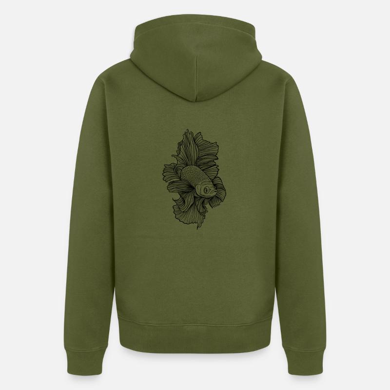 Betta Poisson - Veste à capuche bio Premium Unisexe - kaki