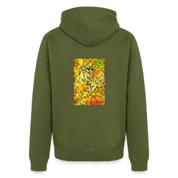 Blumen Strauß Rosen Gänseblümchen gelb Wasserfarbe - Unisex Premium Bio Zip Hoodie - Khaki - Hinten - Nico (187cm)