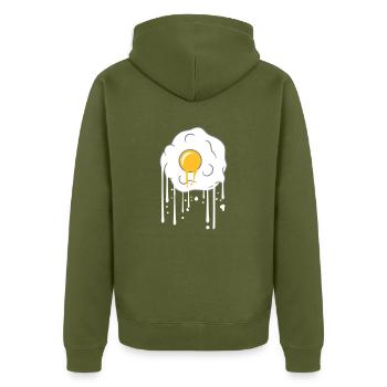 graffiti drops fried egg cook fry food egg - Unisex Premium Organic Zip Hoodie - khaki - Back - Nico (187cm)