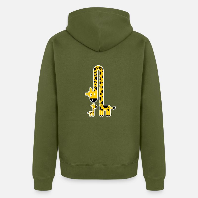 Maman et bébé girafe - Veste à capuche bio Premium Unisexe - kaki