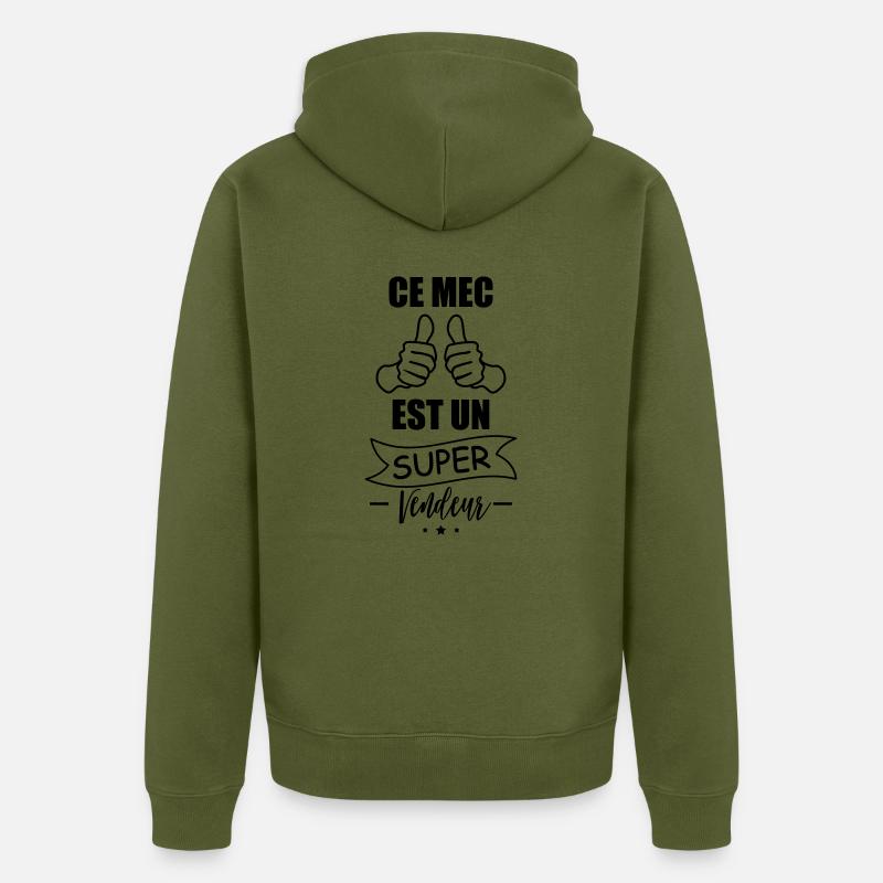 Mann super Verkäufer,Geschenk-Verkäufer,Geschenk-Idee - Unisex Premium Bio Zip Hoodie - Khaki