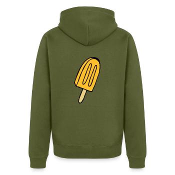 Eis - Unisex Premium Bio Zip Hoodie - Khaki - Hinten - Nico (187cm)