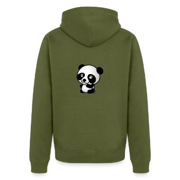 Niedlicher Panda - Unisex Premium Bio Zip Hoodie - Khaki - Hinten - Nico (187cm)
