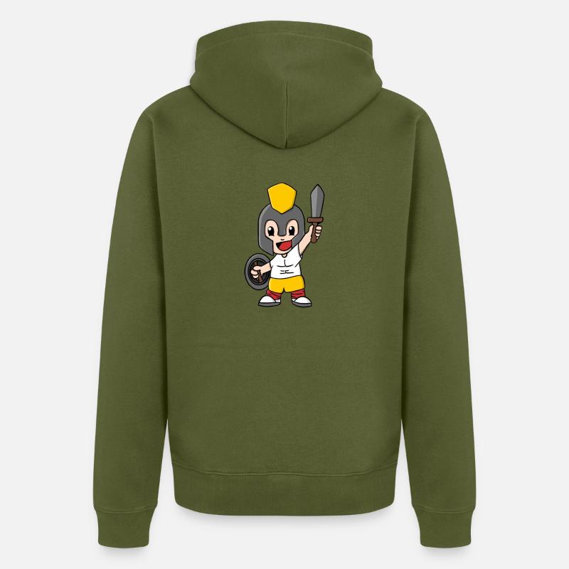 Leonidas Sparta épée et bouclier - Veste à capuche bio Premium Unisexe - kaki