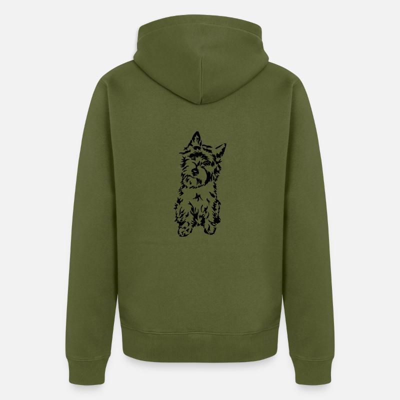 Cairn Terrier - Veste à capuche bio Premium Unisexe - kaki