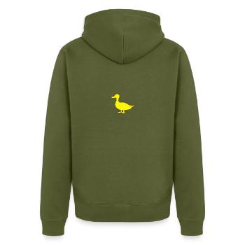 Duck duck - Unisex Premium Organic Zip Hoodie - khaki - Back - Nico (187cm)
