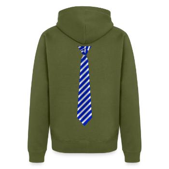 Krawatte gestreift Blau - Unisex Premium Bio Zip Hoodie - Khaki - Hinten - Nico (187cm)