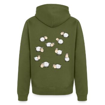 Petit troupeau de moutons I Moutons I Moutons Bande dessinée - Veste à capuche bio Premium Unisexe - kaki - Dos - Nico (187cm)