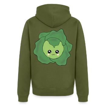 Carnaval, Carnaval, costume, salade - Veste à capuche bio Premium Unisexe - kaki - Dos - Nico (187cm)