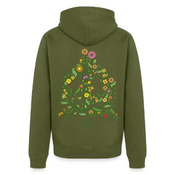 Floral Peace – Where Nature Finds Harmony - Unisex Premium Organic Zip Hoodie - khaki - Back - Nico (187cm)