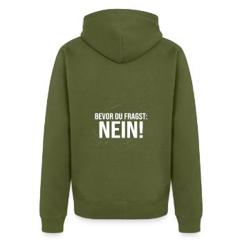Bevor du fragst Nein Grunge style - Unisex Premium Bio Zip Hoodie - Khaki - Hinten - Nico (187cm)