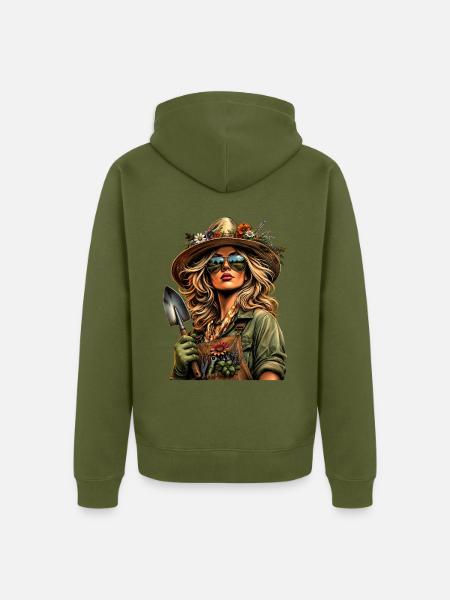Gärtnerin Gartenliebe - Unisex Premium Bio Zip Hoodie - Khaki