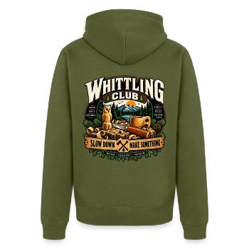 Whittling Holzschnitzen Schnitzen Geschenk Hobby - Unisex Premium Bio Zip Hoodie - Khaki - Hinten - Nico (187cm)