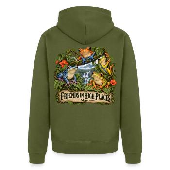 Bunte Gartenvögel Vogelbeobachtung Natur Vogellieb - Unisex Premium Bio Zip Hoodie - Khaki - Hinten - Nico (187cm)