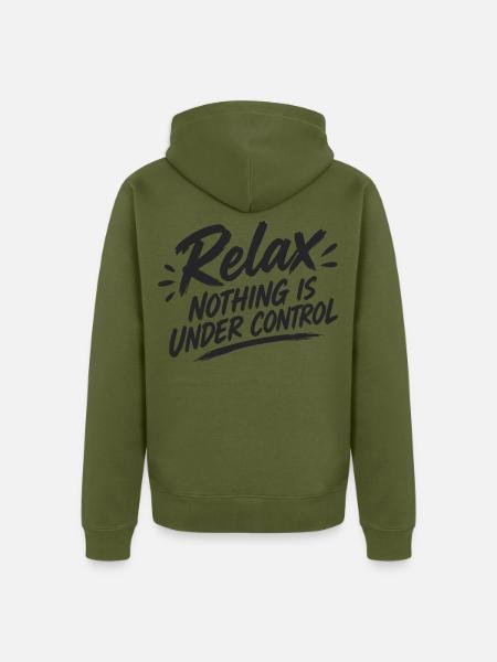 Relax Nothing Control - Unisex Premium Bio Zip Hoodie - Khaki