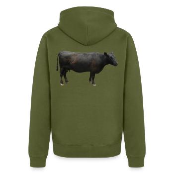 Beef black - Unisex Premium Organic Zip Hoodie - khaki - Back - Nico (187cm)