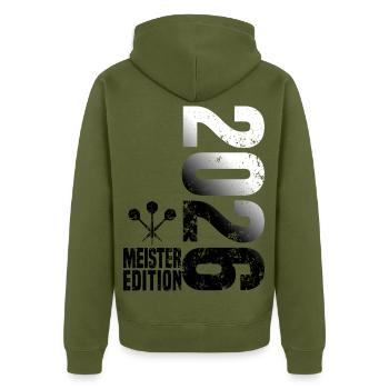 Darts Champion 2026 Kreisliga shirt black white - Unisex Premium Organic Zip Hoodie - khaki - Back - Nico (187cm)