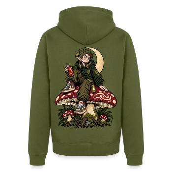 Korri'ink – Korrigan graffeur bretonisch - Unisex Premium Bio Zip Hoodie - Khaki - Hinten - Nico (187cm)