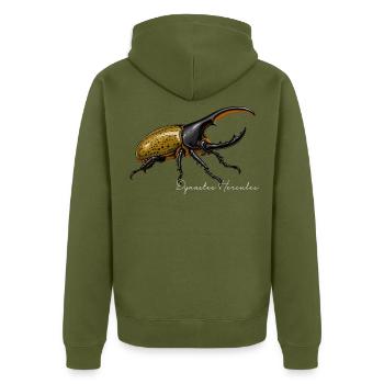 Herkuleskäfer Dynastes hercules - Unisex Premium Bio Zip Hoodie - Khaki - Hinten - Nico (187cm)