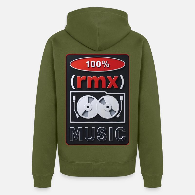 100 % REMIX – lyd og bilde - Premium økologisk unisex-hettejakke - kaki