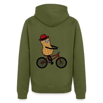 Cacahuètes sportives Monsieur Monsieur Cycliste - Veste à capuche bio Premium Unisexe - kaki - Dos - Nico (187cm)