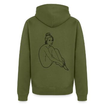 Nackte Frau Silhouette Erotik sexy Girl Sexualität - Unisex Premium Bio Zip Hoodie - Khaki - Hinten - Nico (187cm)
