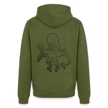 Octopus Octopus North Sea Seafaring Coast North Ocean - Unisex Premium Organic Zip Hoodie - khaki - Back - Nico (187cm)