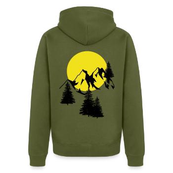Montagnes Moon Peak Épicéa Conifères Sapins Naturel - Veste à capuche bio Premium Unisexe - kaki - Dos - Nico (187cm)