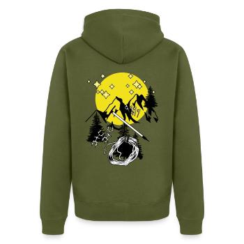 Tyrol Alpes Montagnes Pleine Lune Montagnes Alpinistes - Veste à capuche bio Premium Unisexe - kaki - Dos - Nico (187cm)