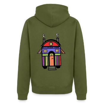 Construction roulotte colorée maison hippie colorée vivant éco - Veste à capuche bio Premium Unisexe - kaki - Dos - Nico (187cm)