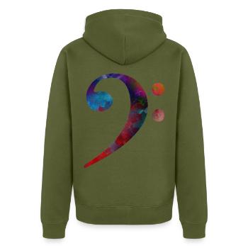 Bassschlüssel #bassclef #music - Unisex Premium Bio Zip Hoodie - Khaki - Hinten - Nico (187cm)
