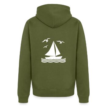 Sailboat on the sea - Unisex Premium Organic Zip Hoodie - khaki - Back - Nico (187cm)
