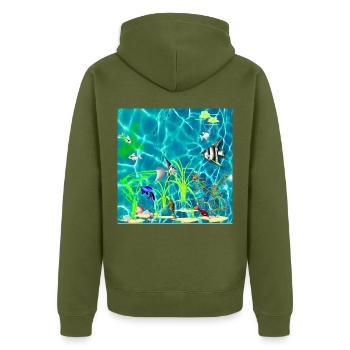 Réservoir tropical de poissons - Veste à capuche bio Premium Unisexe - kaki - Dos - Nico (187cm)