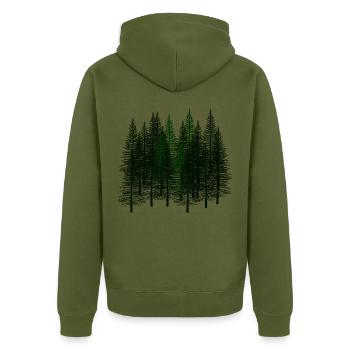Fir Autumn October Winter Nature Wilderness Environment - Unisex Premium Organic Zip Hoodie - khaki - Back - Nico (187cm)