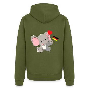German German Flag Countries Children Elephant - Unisex Premium Organic Zip Hoodie - khaki - Back - Nico (187cm)