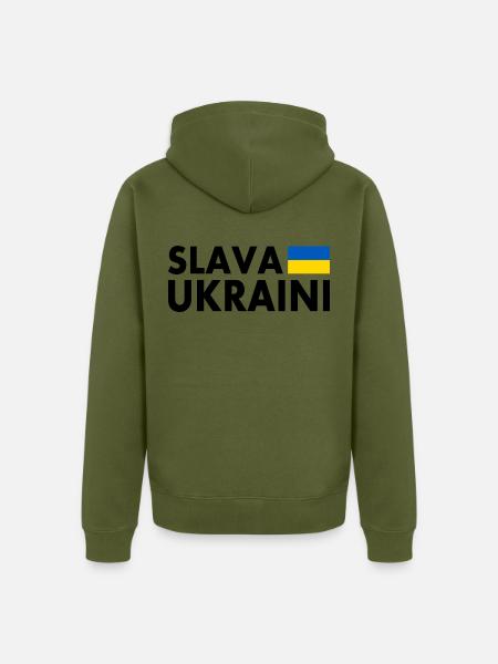 Slava ukraini - Unisex Premium Bio Zip Hoodie - Khaki