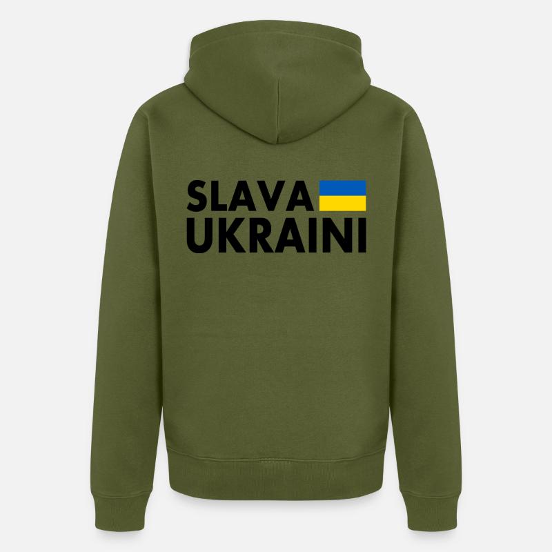 Slava ukraini - Veste à capuche bio Premium Unisexe - kaki