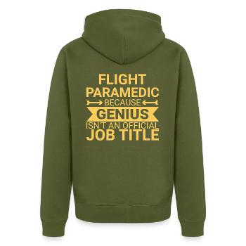 Flight Paramedic Genius Luftrettung - Unisex Premium Bio Zip Hoodie - Khaki - Hinten - Nico (187cm)