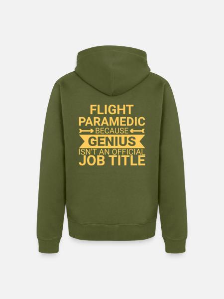 Flight Paramedic Genius Luftrettung - Unisex Premium Bio Zip Hoodie - Khaki